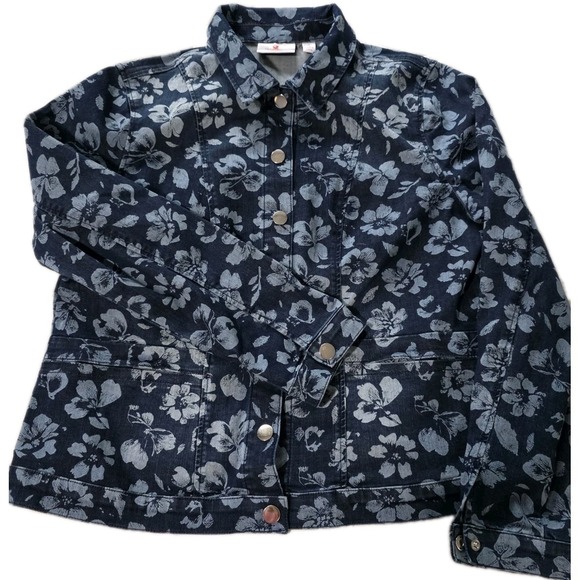 Quacker‎ Factory Floralicious Snap Front Jacket 681255 Medium - Picture 8 of 16